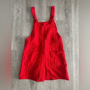 Red breezy overalls romper